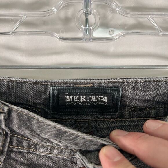 MEK Ulan Baton Cigarette Jeans Women's 28x34 Grey Denim Low Rise Embroidered - Picture 6 of 11